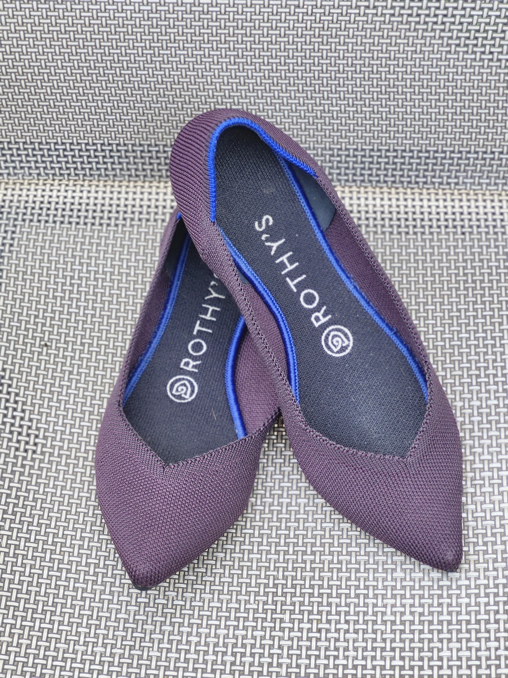 Rothy's The Point Purple Knit Pointed Toe Flat Shoes Size 7